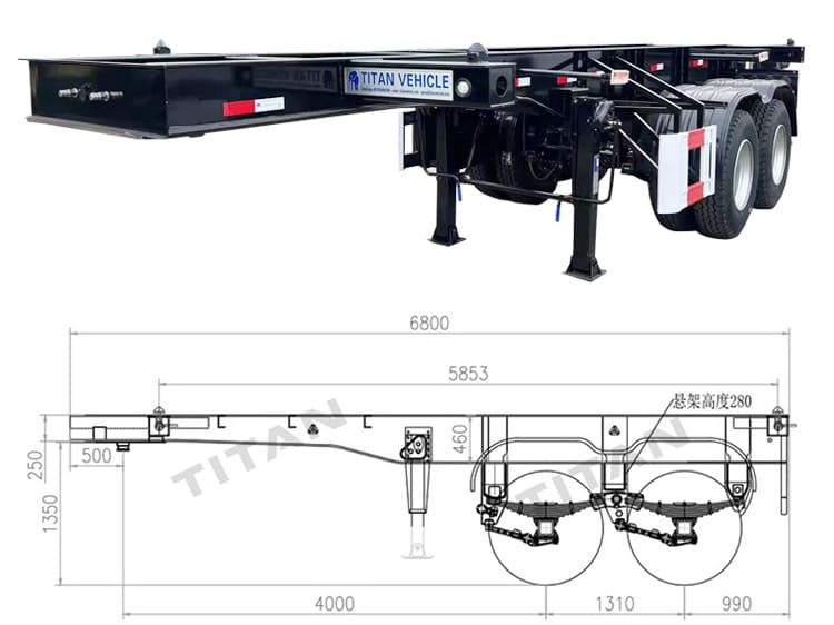 2 Axle Skeletal Container Chassis 20Ft for Sale in Philippines Cebu