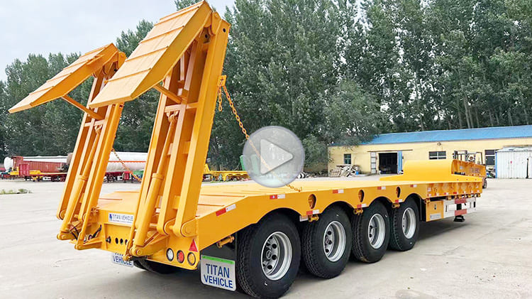 16 Wheeler 100 Ton Low Bed Trailer with Ramp Folding for Sale in Philippines