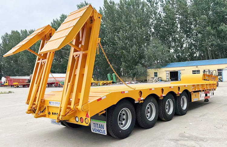 16 Wheeler 100 Ton Low Bed Trailer with Ramp Folding for Sale in Philippines