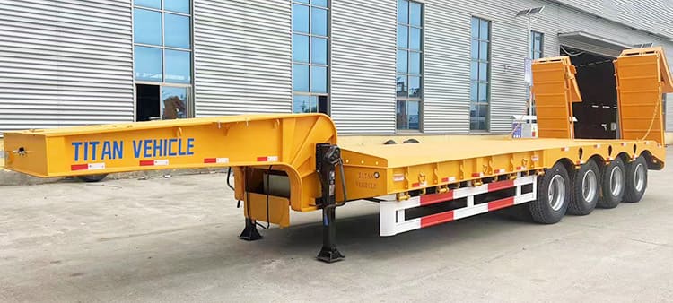 16 Wheeler 100 Ton Low Bed Trailer with Ramp Folding for Sale in Philippines