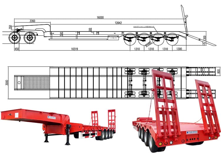 100 Ton 4 Axle Lowbed Trailer for Sale in Philippines Manila