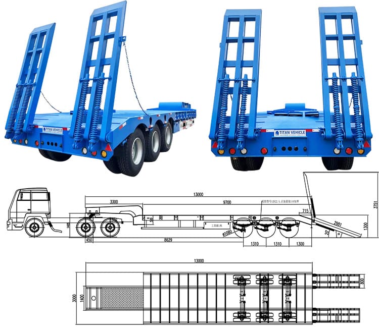 3 Axle 40Ft Low Bed Trailer Truck for Sale in Philippines Cebu