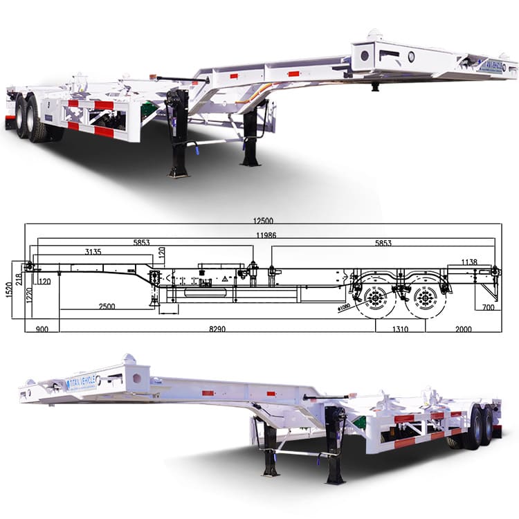 2 Axle 12.5M Gooseneck Skeletal Trailer for Sale in Phillipines Manila