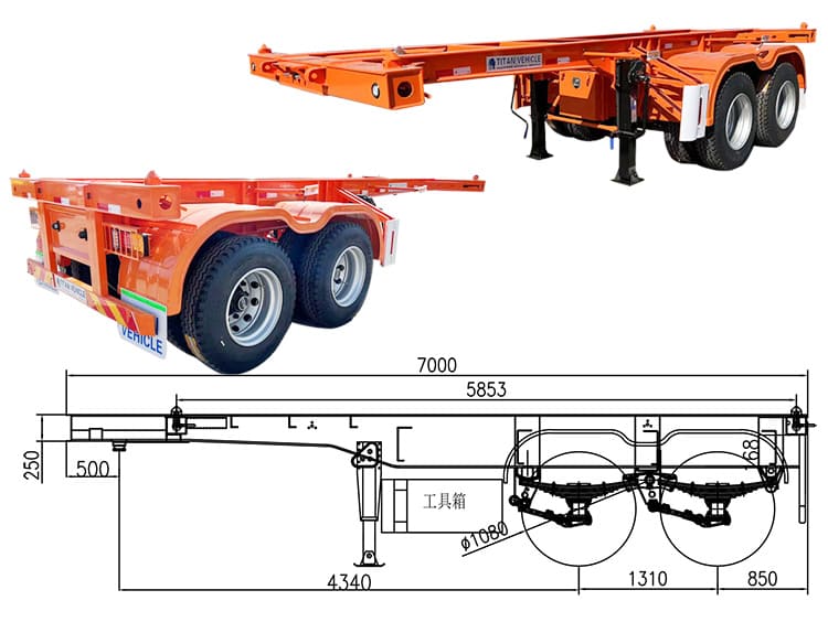 2 Axle 20 Ft Shipping Container Trailer for Sale in Philippines Cebu
