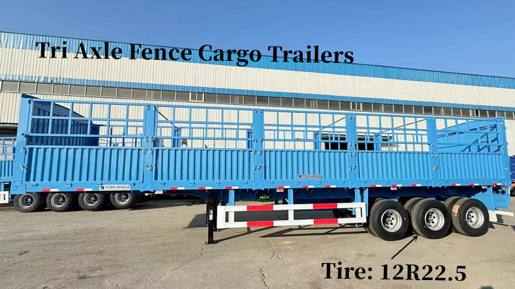 Tri Axle Fence Cargo Trailers for Sale Near Me | Cargo Stake Semi Trailer in Philippines