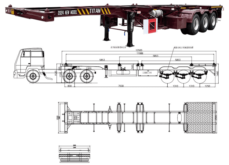 New 40 Foot Container Chassis Trailer for Sale in Philippines