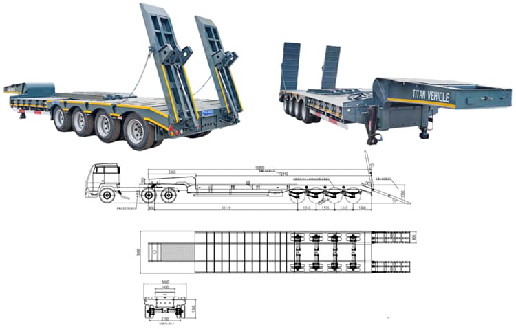 100 Ton Hydraulic Low Bed Semi Trailer for Sale in Philippines 