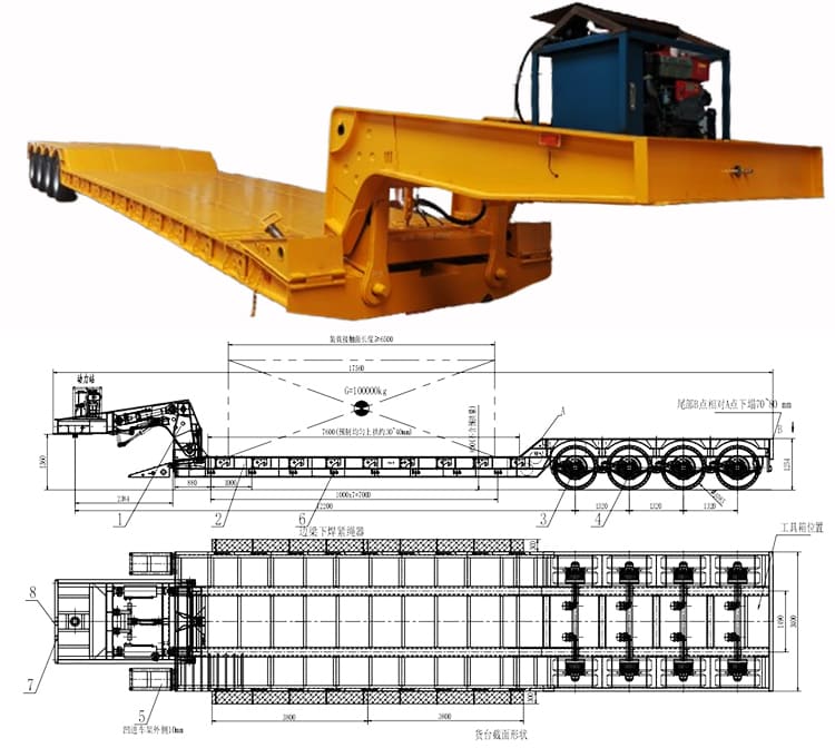 4 Axle 100T Lowboy Gooseneck Trailer for Sale in Philippines, Davao