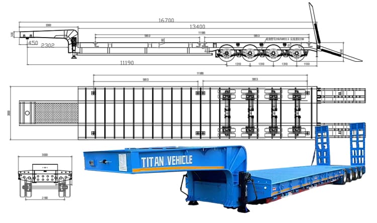 4 Axle 100 Ton Lowbed Trailer for Sale Philippines